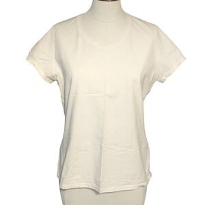 Champion Authentic Women's White V-Neck Basic Essential T-Shirt Size L